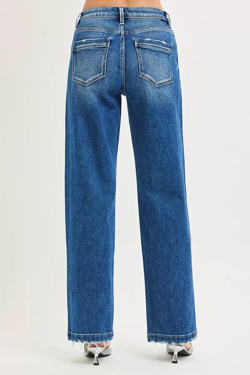RISEN Full Size Slouchy Baggy Jeans Pocket Side Seam Detail Plus Size - Trendsi - Flyclothing LLC