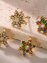 Stainless Steel Snowflake Stud Earrings - Trendsi - Flyclothing LLC