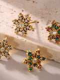 Stainless Steel Snowflake Stud Earrings - Trendsi