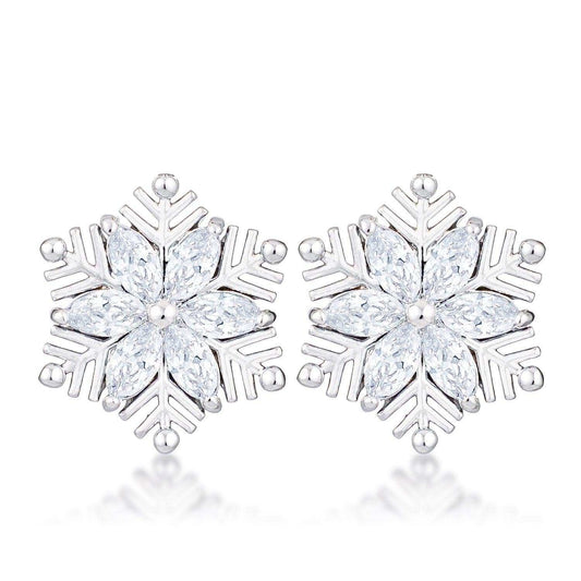 .6Ct Rhodium Plated Clear Marquise Snowflake Earrings - JGI - Flyclothing LLC