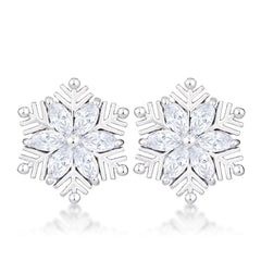 .6Ct Rhodium Plated Clear Marquise Snowflake Earrings - JGI