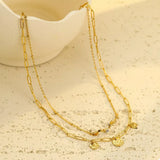 18K Gold-Plated Double-Layered Necklace - Trendsi - Flyclothing LLC