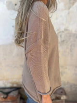 Full Size Casual V-Neck Knit Sweater Plus Size - Trendsi - Flyclothing LLC