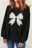 Contrast Bow Round Neck Long Sleeve Sweatshirt - Trendsi - Flyclothing LLC