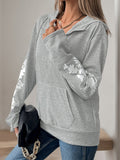 Perfee Half Zip Long Sleeve Hoodie - Trendsi