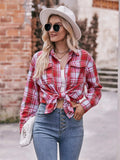 Plaid Button-Down Long Sleeve Shirt - Trendsi - Flyclothing LLC