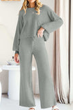 Round Neck Long Sleeve Top and Pants Set - Trendsi - Flyclothing LLC