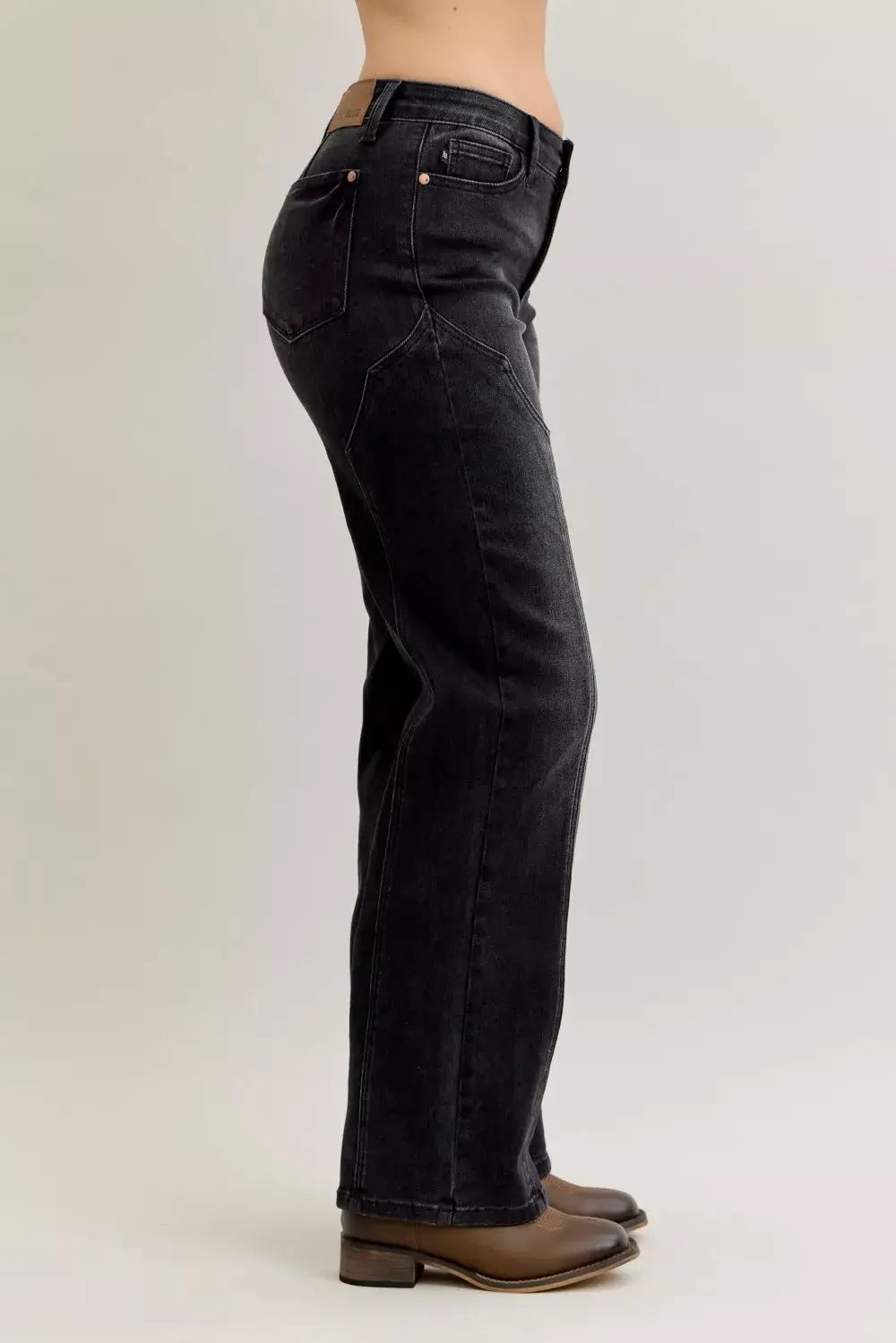Judy Blue Mid Rise Straight Western Seam Detail Jeans - Trendsi - Flyclothing LLC