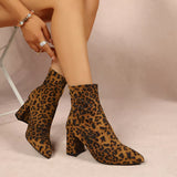 Point Toe Block Heel Ankle Boots - Trendsi - Flyclothing LLC