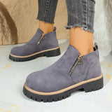 Round Toe Platform Boots - Trendsi - Flyclothing LLC