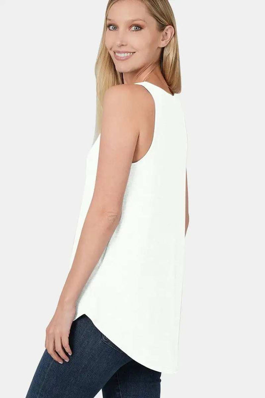 Zenana Round Neck Curved Hem Tank - Trendsi - Flyclothing LLC