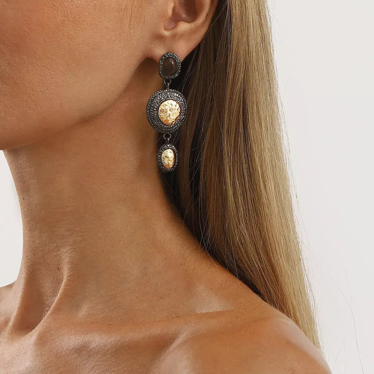 Vintage-Inspired Dangle Earrings with Gold Accents - Trendsi - Flyclothing LLC