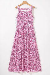Floral Cutout Back Square Neck Maxi Dress - Trendsi - Flyclothing LLC