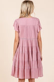 Mittoshop Lace Detail Ruffled Button Down Tiered Dress - Trendsi
