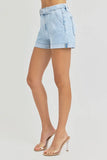 RISEN Full Size High Rise Belted Roll Up Shorts Plus Size - Trendsi