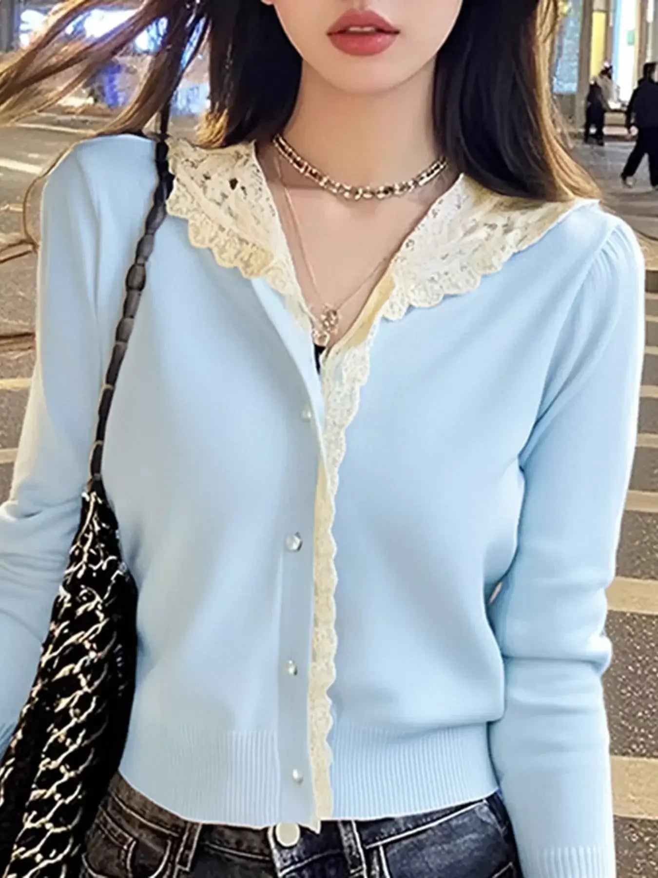 Lace Trim Hooded Cardigan - Trendsi - Flyclothing LLC