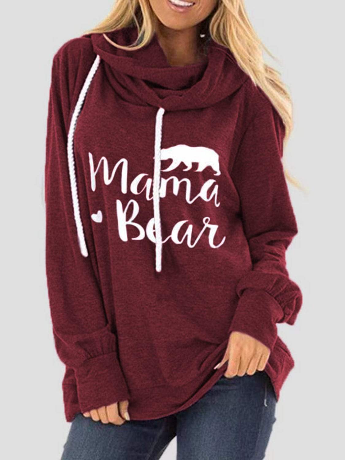 Drawstring Letter Graphic Long Sleeve Hoodie - Trendsi - Flyclothing LLC