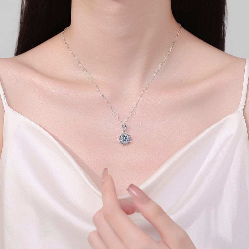 1 Carat Moissanite Zircon 925 Sterling Silver Necklace - Trendsi - Flyclothing LLC
