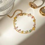 Stainless Steel Natural Stone Double Layered Bracelet - Trendsi