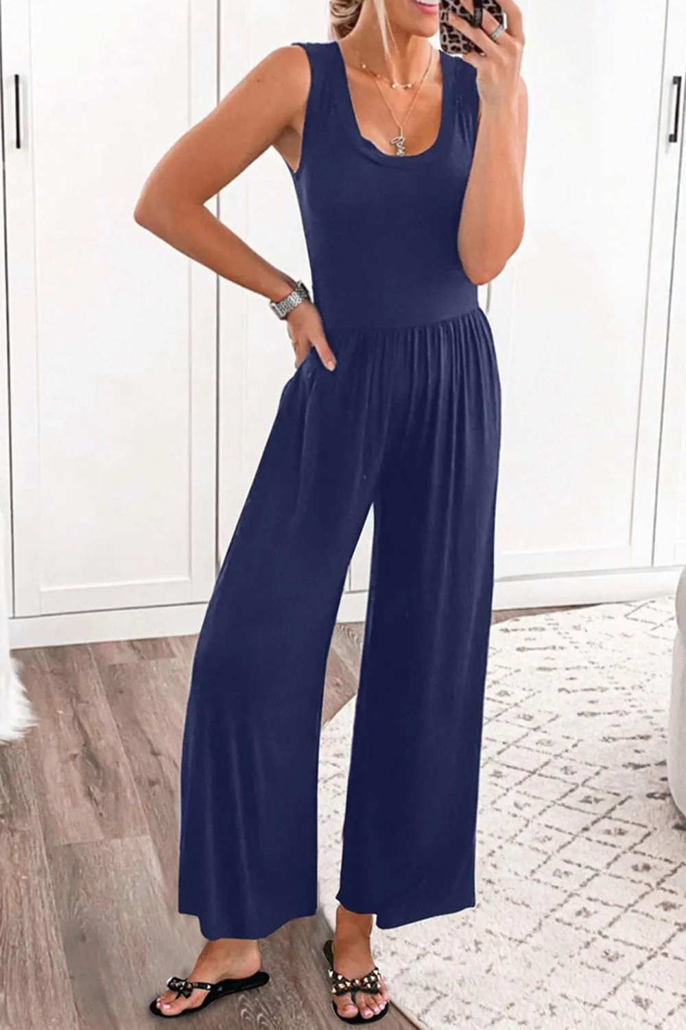 Full Size Scoop Neck Wide Strap Jumpsuit - Trendsi - Flyclothing LLC