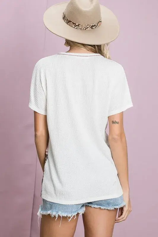 BiBi Colr Block Waffle Knit Top - Trendsi - Flyclothing LLC
