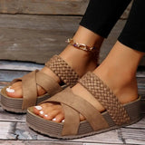 Crisscross Open Toe Platform Sandals - Trendsi