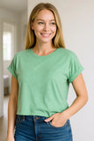 Zenana Rolled Sleeve Crop T-Shirt - Trendsi