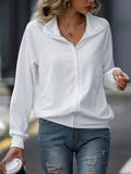 Zip Up Collared Neck Raglan Sleeve Jacket - Trendsi