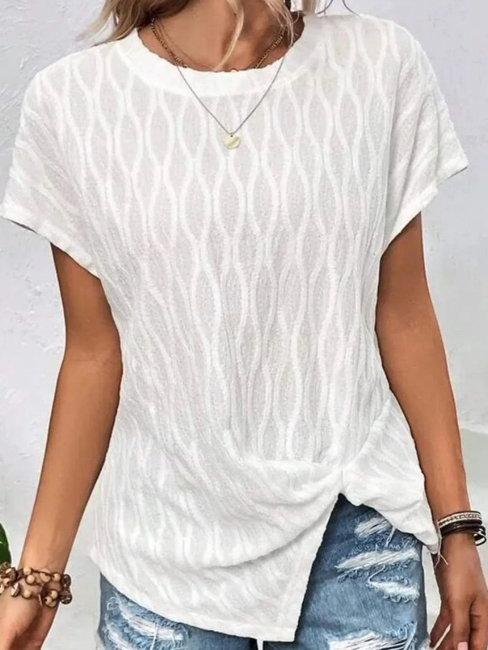 Full Size Round Neck Short Sleeve T-Shirt - Trendsi