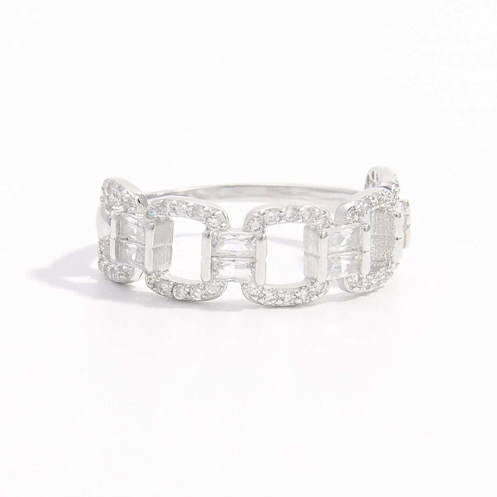 925 Sterling Silver Zircon Cutout Ring - Trendsi - Flyclothing LLC