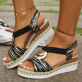 Peep Toe Wedge Sandals - Trendsi