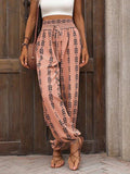 Tied Printed High Waist Pants - Trendsi - Flyclothing LLC