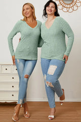 Basic Bae Full Size Ribbed V-Neck Long Sleeve T-Shirt - ShopBasicbae - Flyclothing LLC