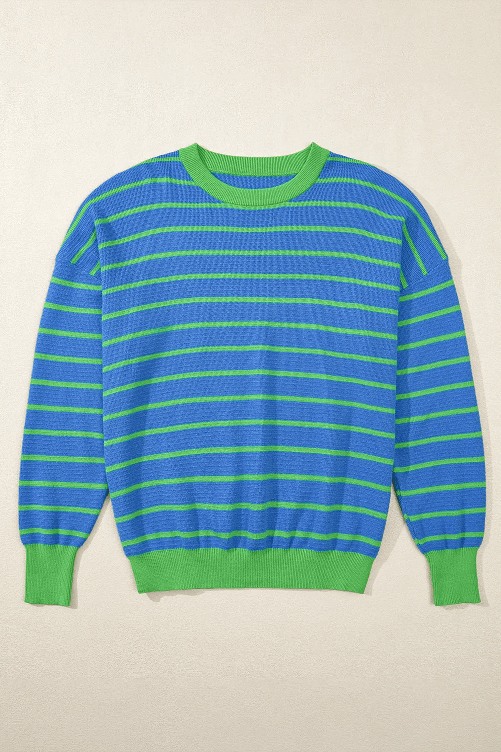 Striped Round Neck Long Sleeve Sweater - Trendsi - Flyclothing LLC