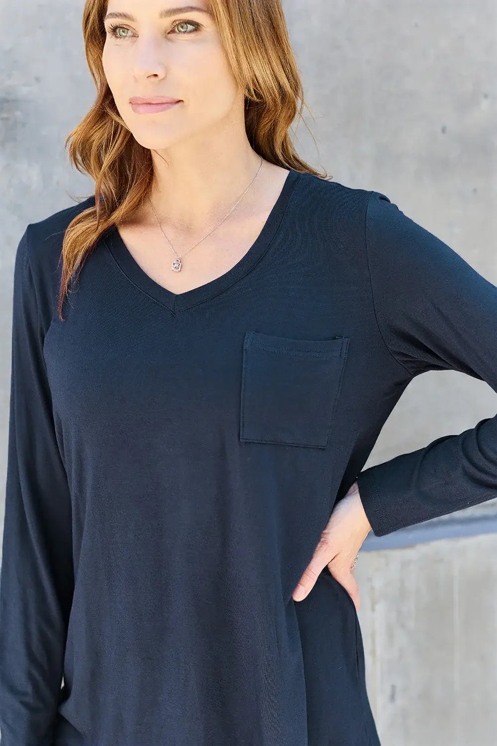 Basic Bae Full Size V-Neck Long Sleeve Top - ShopBasicbae - Flyclothing LLC