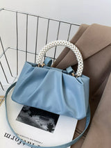Pearl Handle Ruched Crossbody Bag - Trendsi - Flyclothing LLC