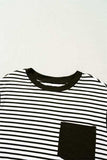 Striped Round Neck Cap Sleeve Top - Trendsi - Flyclothing LLC