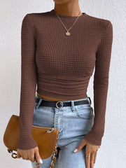 Round Neck Long Sleeve T-Shirt - Trendsi