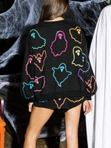 Ghost Printed Round Neck Long Sleeve Top and Shorts Set - Trendsi - Flyclothing LLC