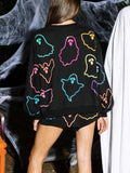 Ghost Printed Round Neck Long Sleeve Top and Shorts Set - Trendsi - Flyclothing LLC