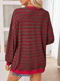 Lovelet Striped Contrast Long Sleeve Sweatshirt - Trendsi - Flyclothing LLC