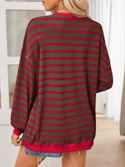 Lovelet Striped Contrast Long Sleeve Sweatshirt - Trendsi