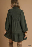 Umgee Corduroy Tiered Babydoll Dress - Trendsi - Flyclothing LLC