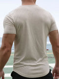Men's Round Neck Short Sleeve Striped T-Shirt - Trendsi