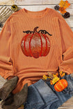 Sequin Pumpkin Round Neck Long Sleeve Sweatshirt - Trendsi - Flyclothing LLC