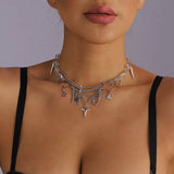 Gothic Star and Cross Charm Choker Necklace - Trendsi - Flyclothing LLC