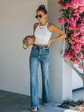 Frayed Hem High-Waisted Wide Leg Jeans - Trendsi - Flyclothing LLC