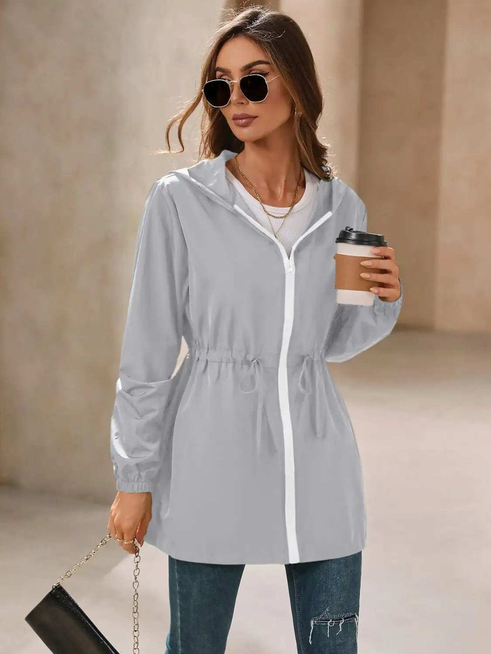 Ivy Lane Outdoor Waterproof Long Sleeve Hooded Windbreaker - Trendsi - Flyclothing LLC