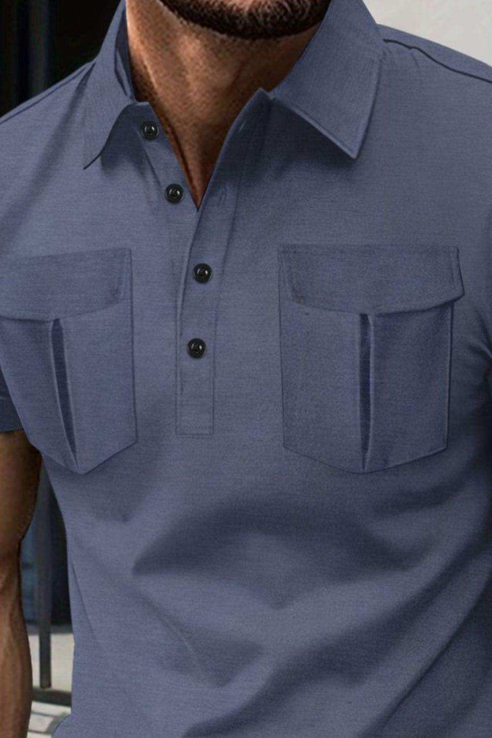 Men's Full Size Collared Short Sleeve Polo Plus Size - Trendsi - Flyclothing LLC