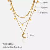 18K Gold-Plated Moon Three-Layered Necklace - Trendsi - Flyclothing LLC